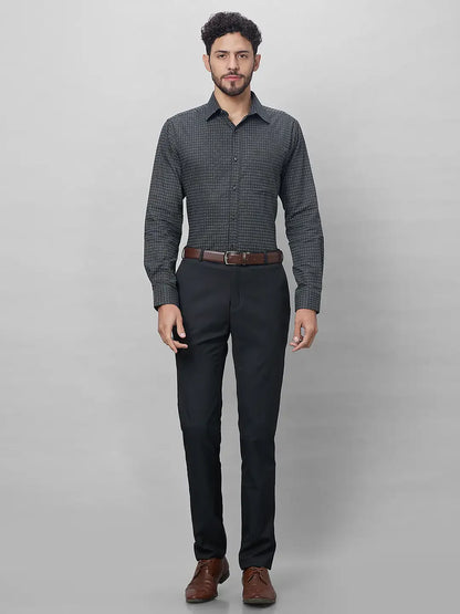 Raymond Men Grey Structure Slim Fit Cotton Shirts