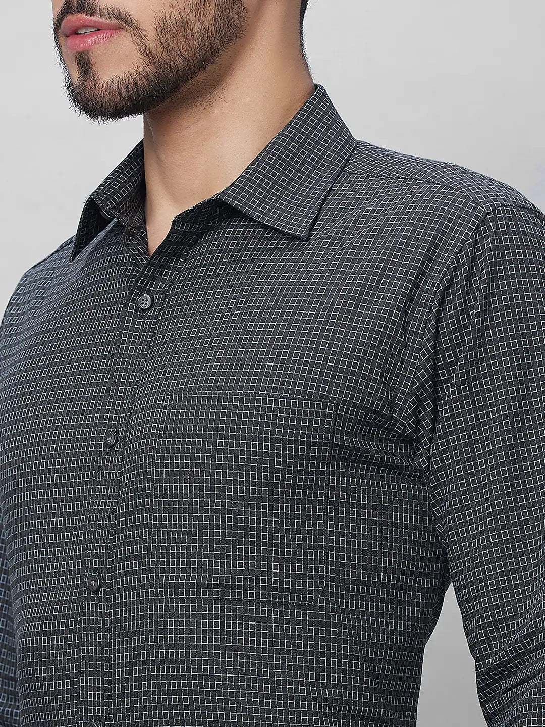 Raymond Men Grey Structure Slim Fit Cotton Shirts