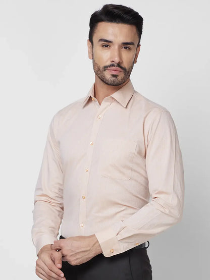 Raymond Men Orange Structure Slim Fit Cotton Shirt