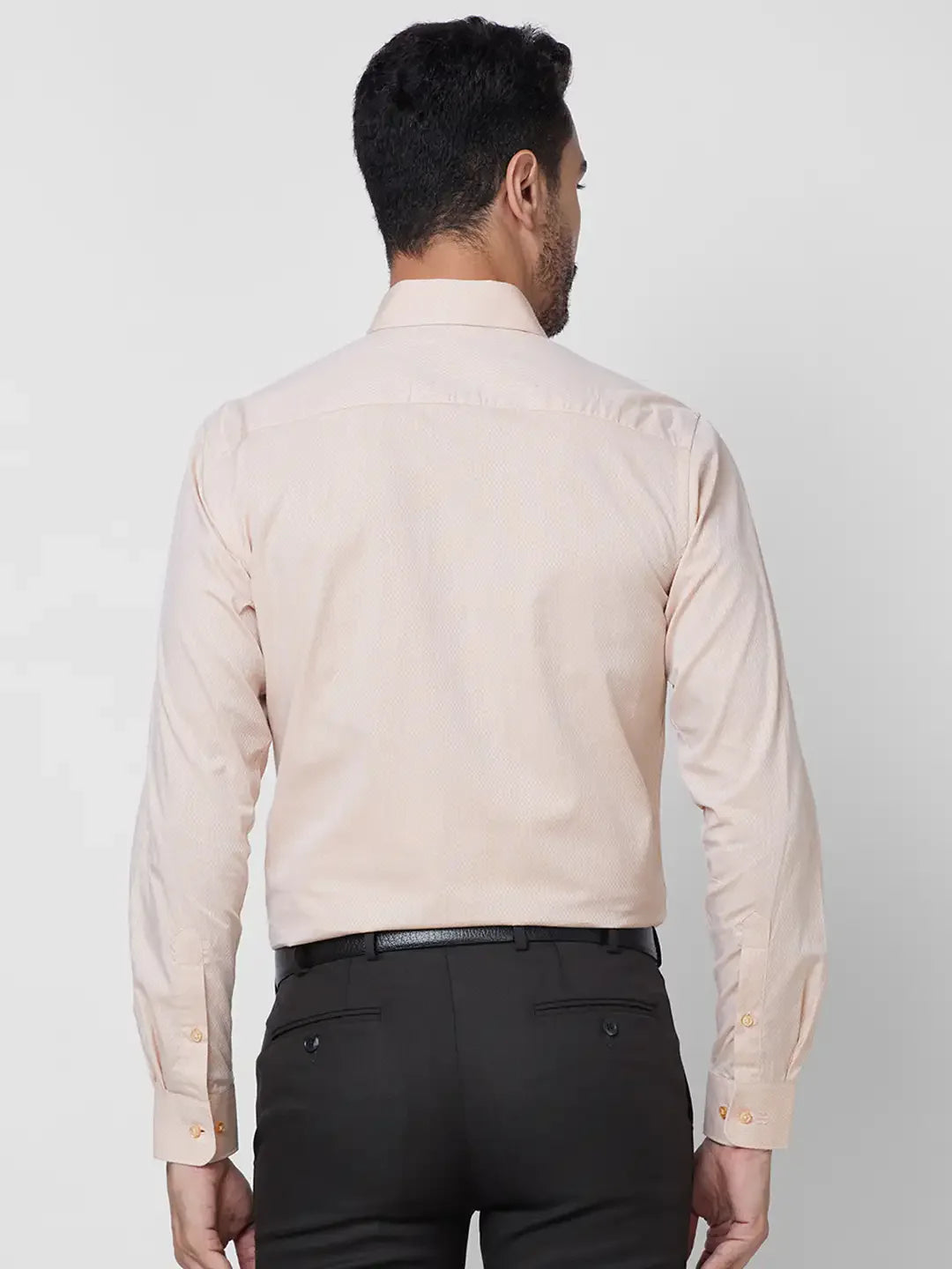 Raymond Men Orange Structure Slim Fit Cotton Shirt