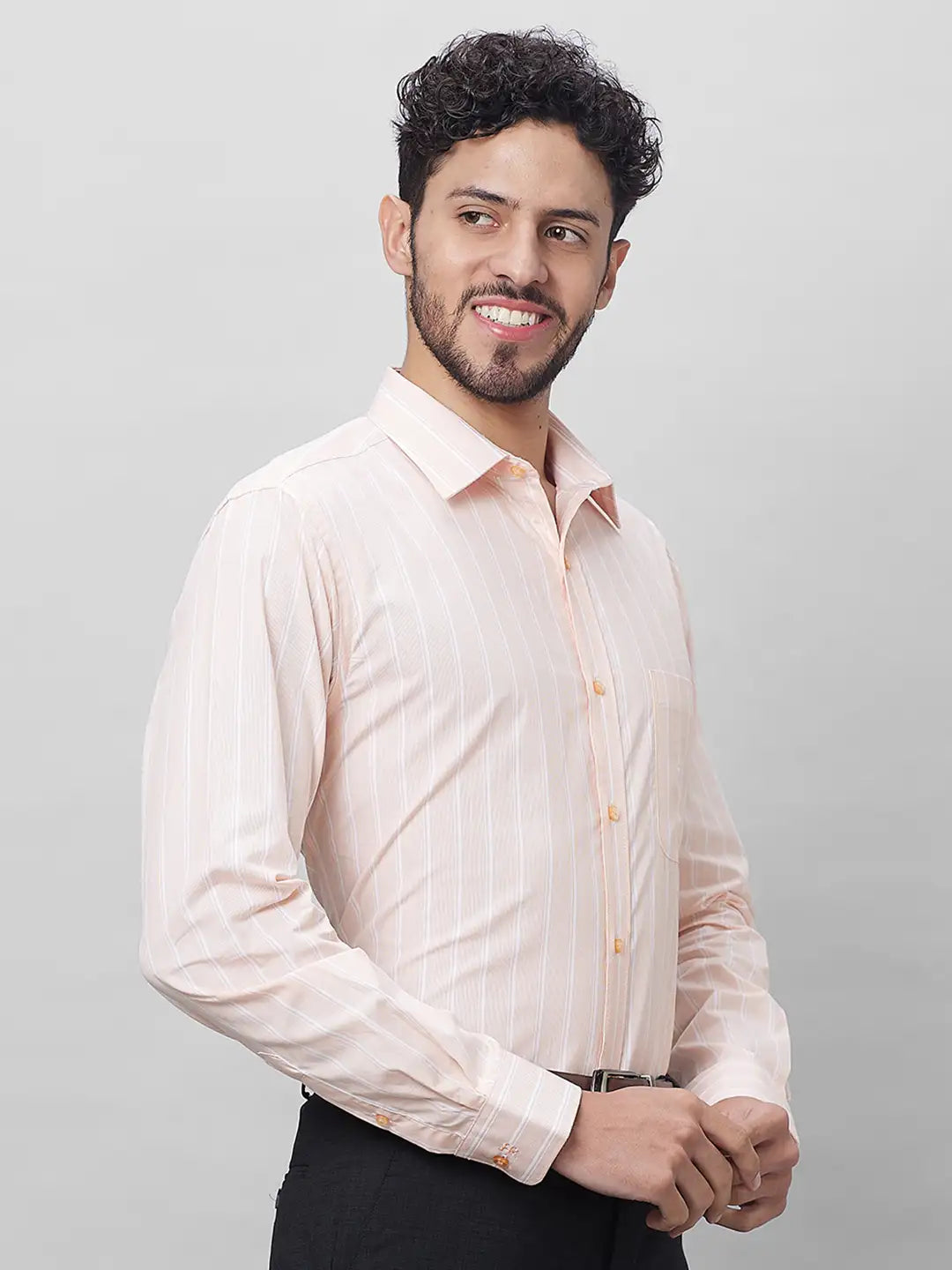 Raymond Men Orange Structure Slim Fit Cotton Shirts