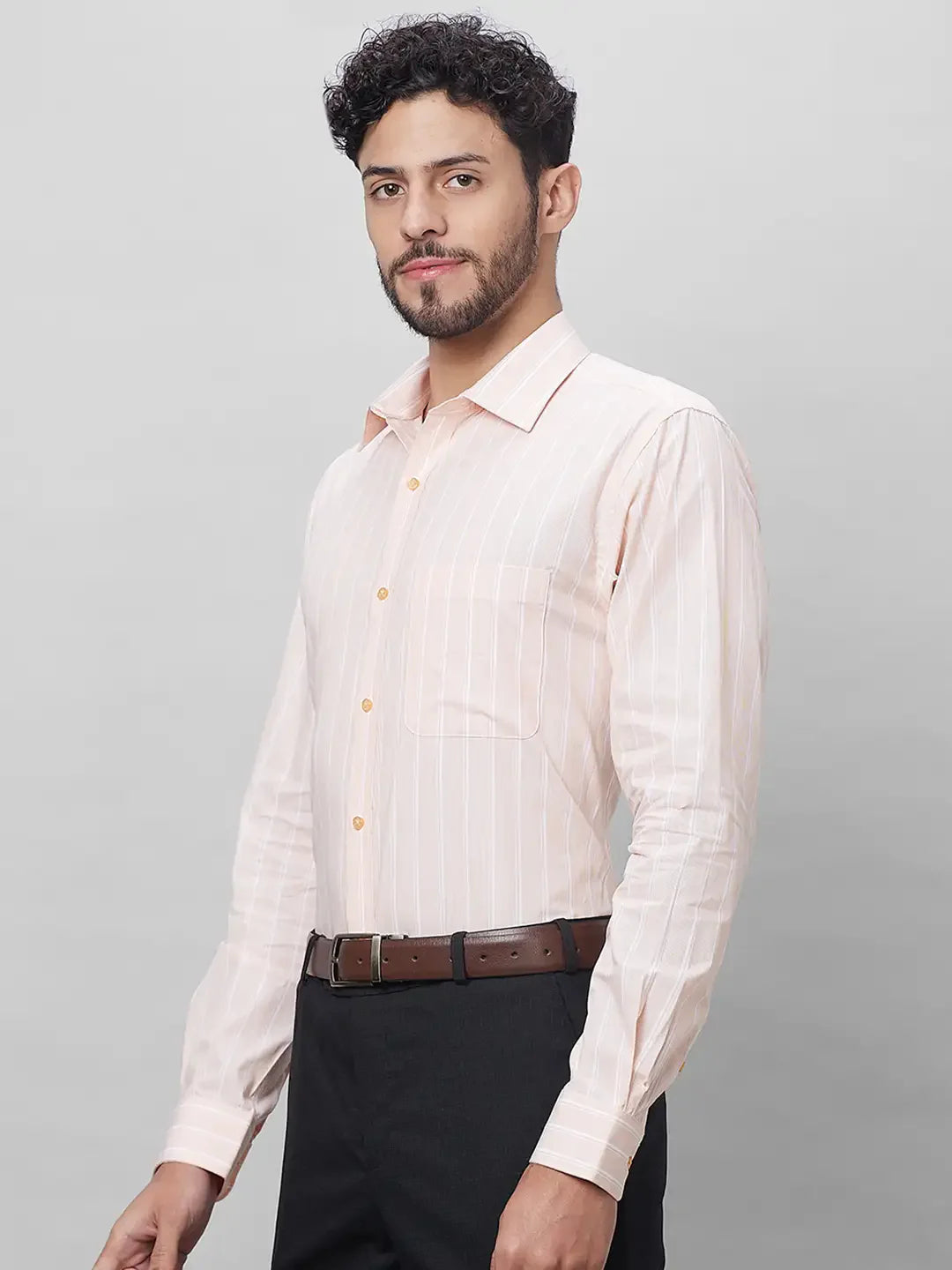 Raymond Men Orange Structure Slim Fit Cotton Shirts