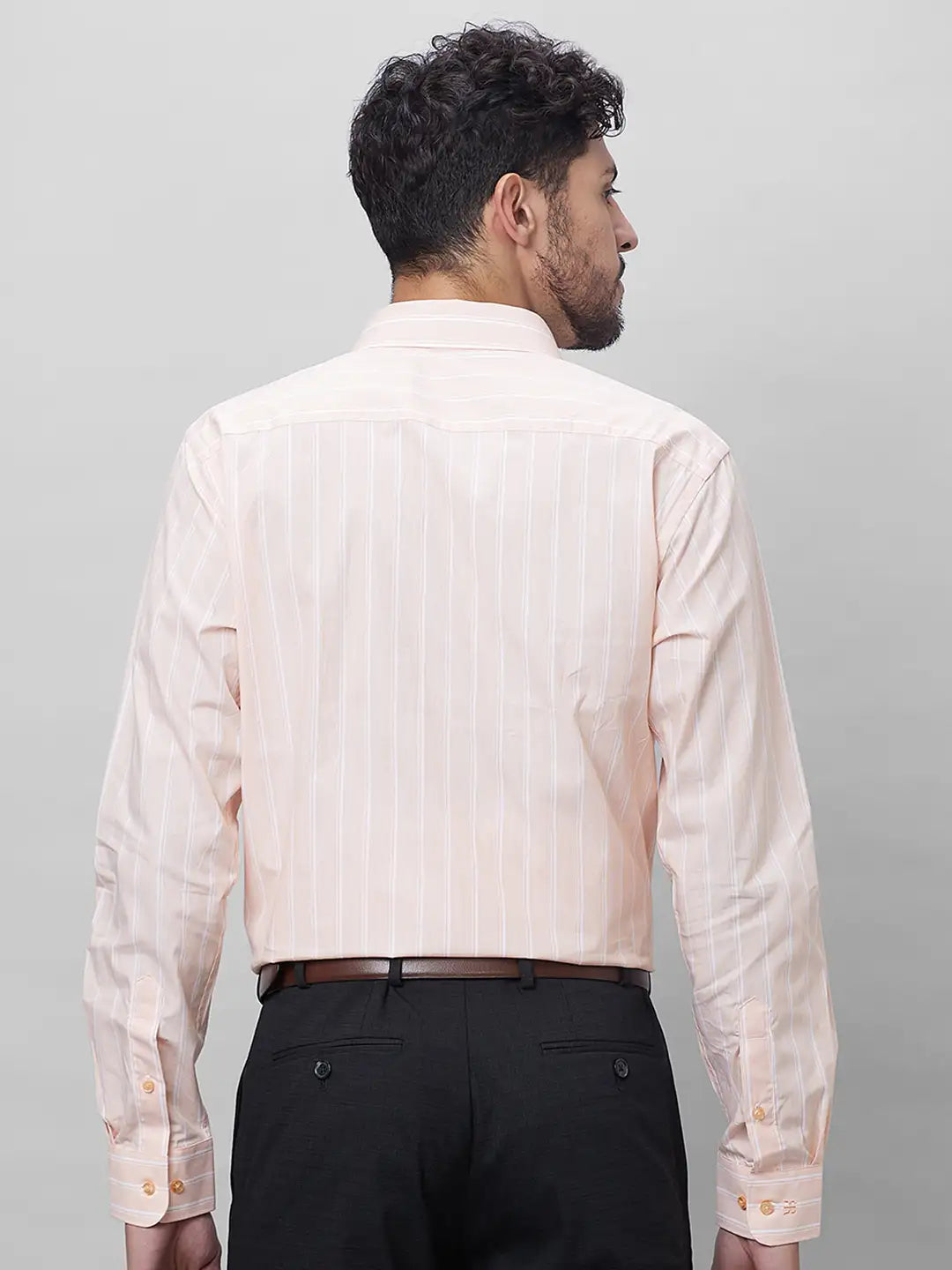 Raymond Men Orange Structure Slim Fit Cotton Shirts