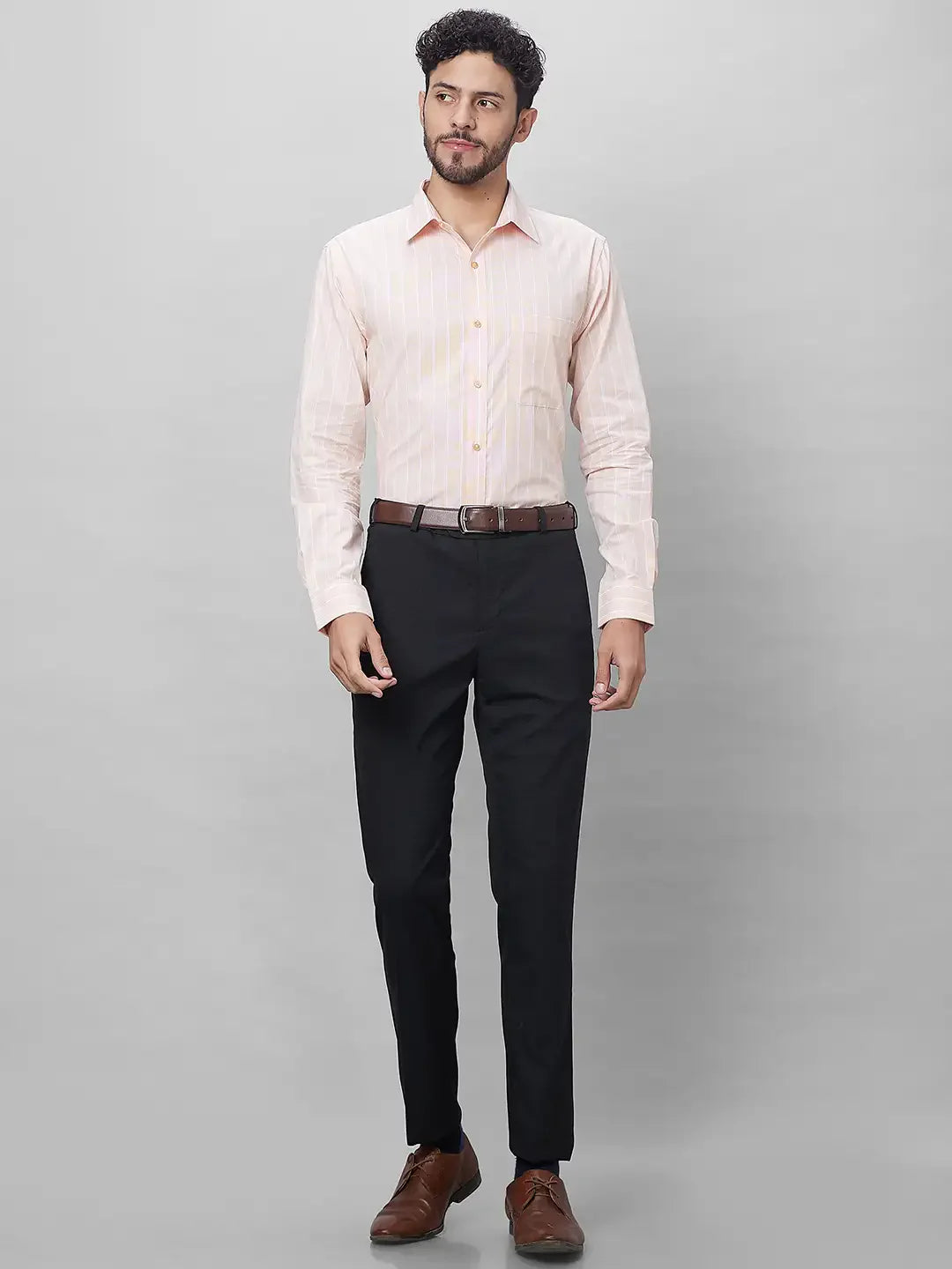 Raymond Men Orange Structure Slim Fit Cotton Shirts