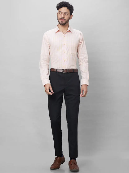 Raymond Men Orange Structure Slim Fit Cotton Shirts