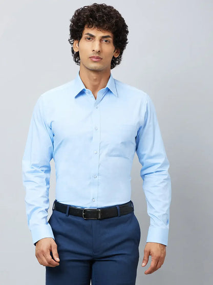 Raymond Men Blue Structure Slim Fit Cotton Shirt