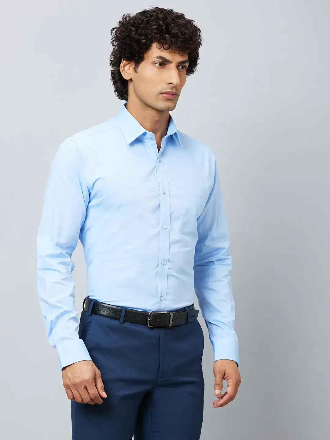 Raymond Men Blue Structure Slim Fit Cotton Shirt