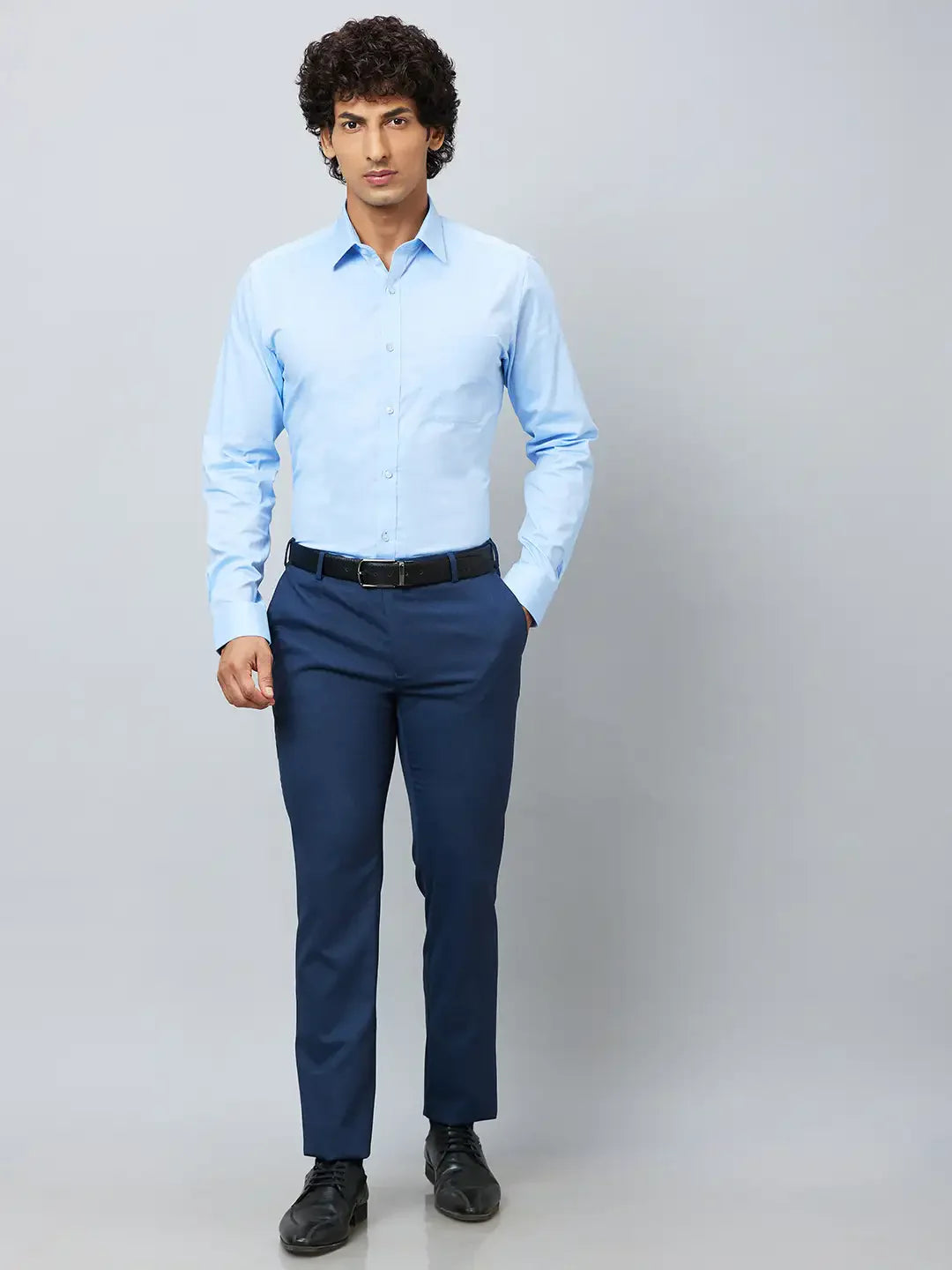 Raymond Men Blue Structure Slim Fit Cotton Shirt