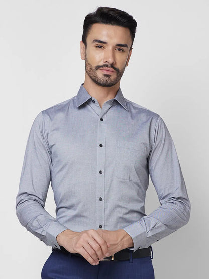 Raymond Men Grey Structured Slim Fit Cotton Formal Shirt