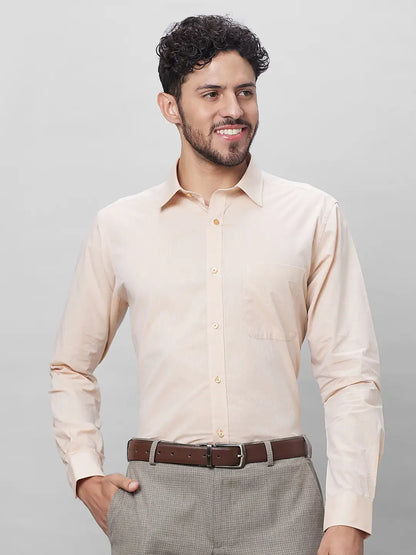 Raymond Men Yellow Structure Slim Fit Cotton Shirts