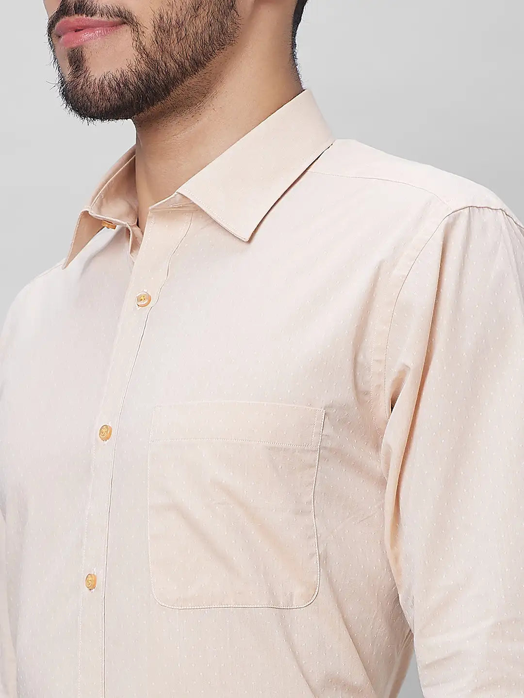 Raymond Men Yellow Structure Slim Fit Cotton Shirts