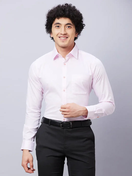 Raymond Men Pink Structured Slim Fit Cotton Formal Shirt