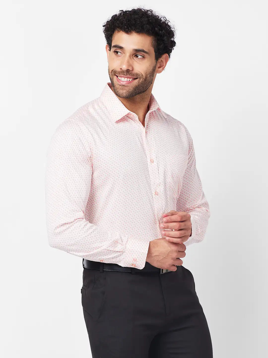 Raymond Men Red Structure Slim Fit Cotton Shirt
