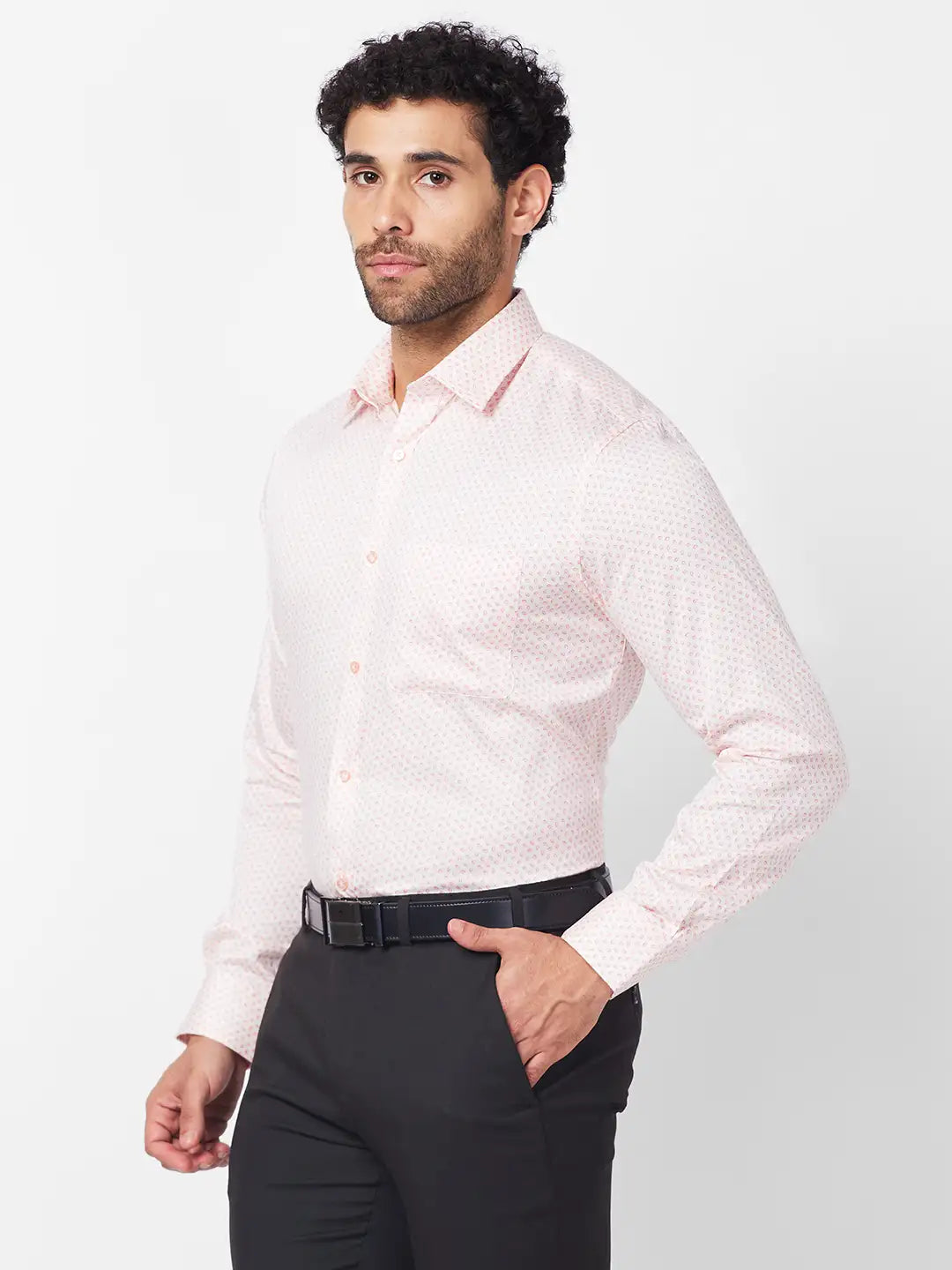 Raymond Men Red Structure Slim Fit Cotton Shirt