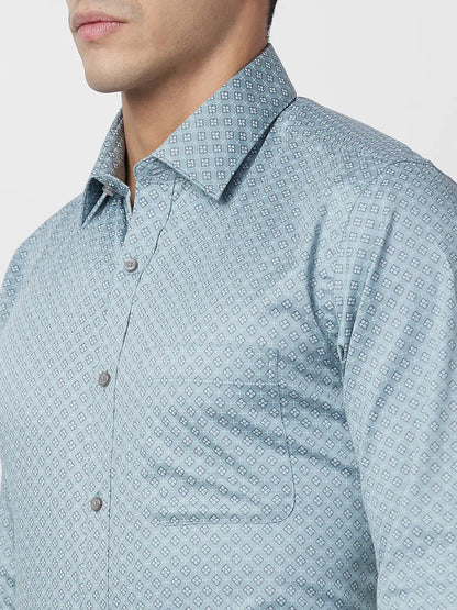 Raymond Men Grey Structure Slim Fit Cotton Shirt