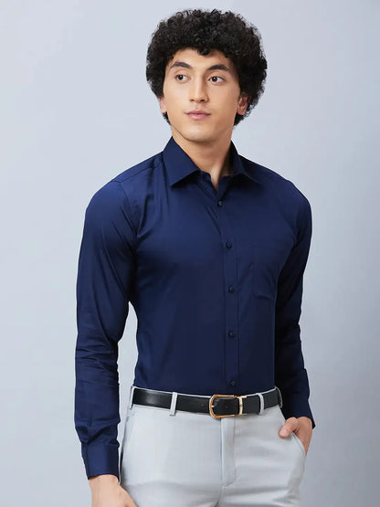 Raymond Men Blue Structure Slim Fit Cotton Shirt