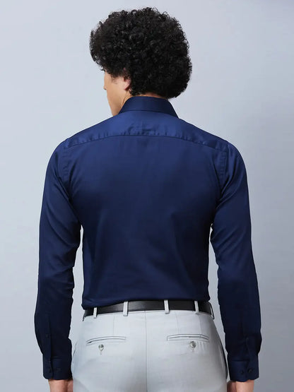 Raymond Men Blue Structure Slim Fit Cotton Shirt