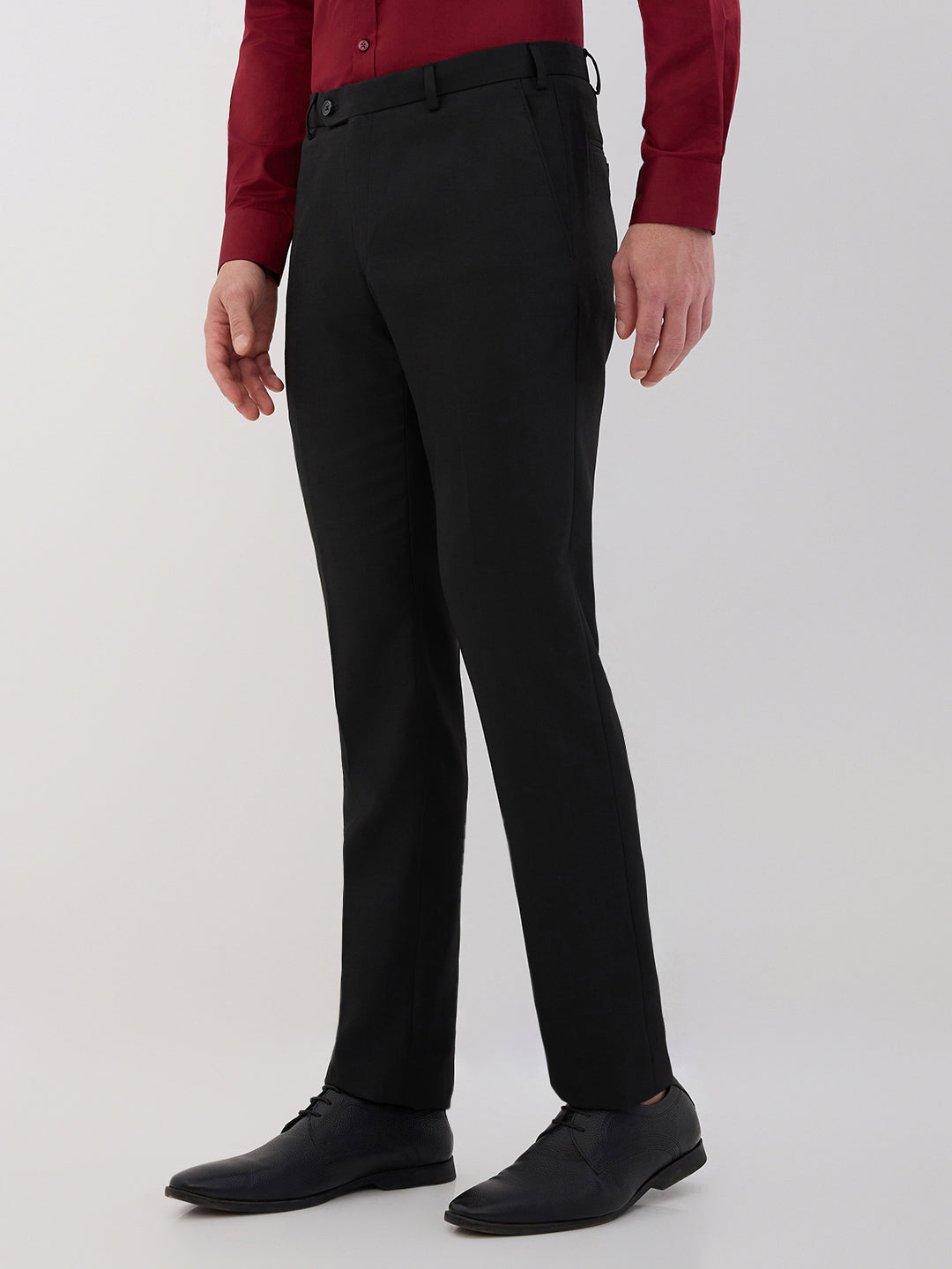 Raymond Men Maroon Structure Slim Fit Cotton Blend Shirt