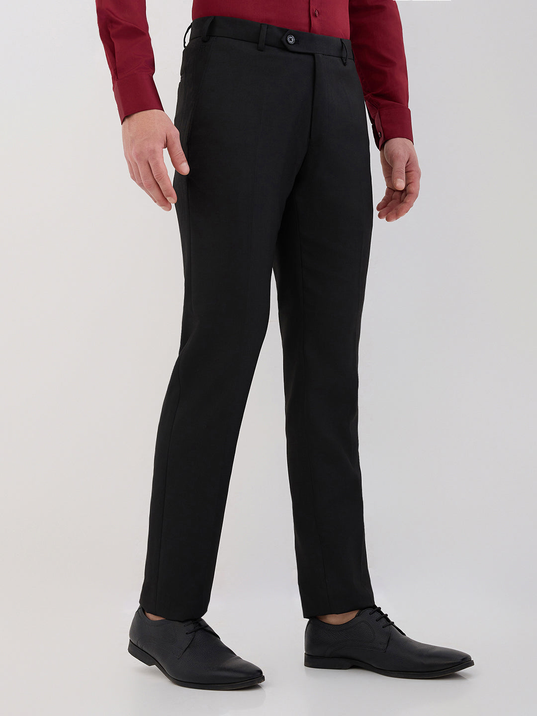 Raymond Men Maroon Structure Slim Fit Cotton Blend Shirt