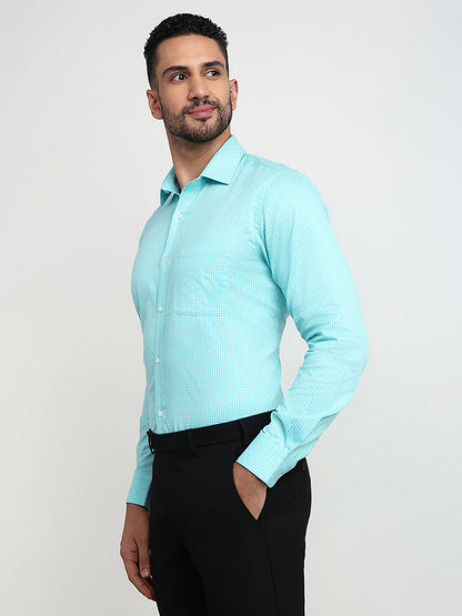 Raymond Men Blue Structure Regular Fit Cotton Full Sleeve Formal Shirt