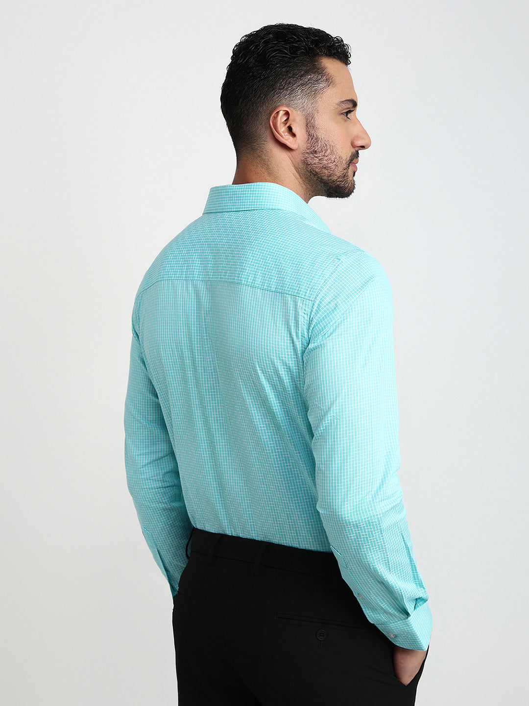 Raymond Men Blue Structure Regular Fit Cotton Full Sleeve Formal Shirt