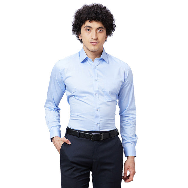 Raymond Men Blue Structure Slim Fit Cotton Shirt