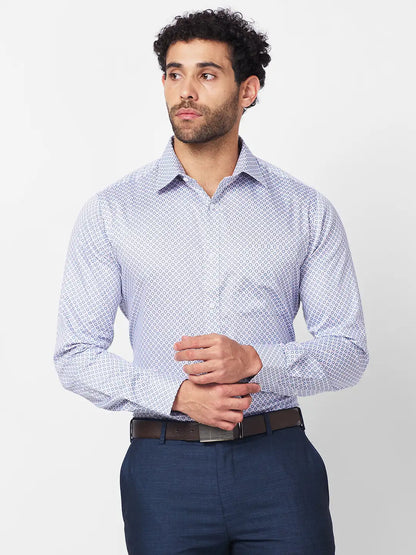 Raymond Men Blue Print Slim Fit Cotton Shirt
