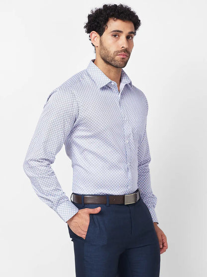 Raymond Men Blue Print Slim Fit Cotton Shirt