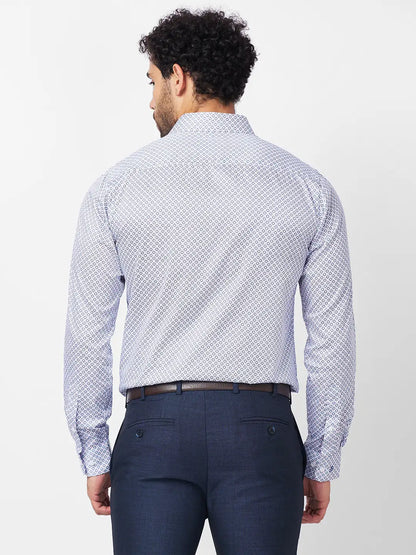 Raymond Men Blue Print Slim Fit Cotton Shirt