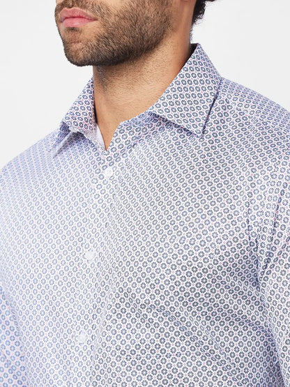 Raymond Men Blue Print Slim Fit Cotton Shirt