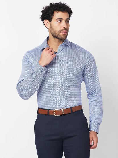 Raymond Men Blue Print Slim Fit Cotton Shirt