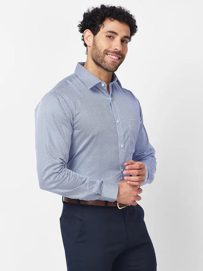 Raymond Men Blue Print Slim Fit Cotton Shirt