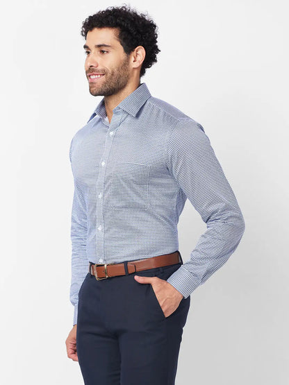 Raymond Men Blue Print Slim Fit Cotton Shirt