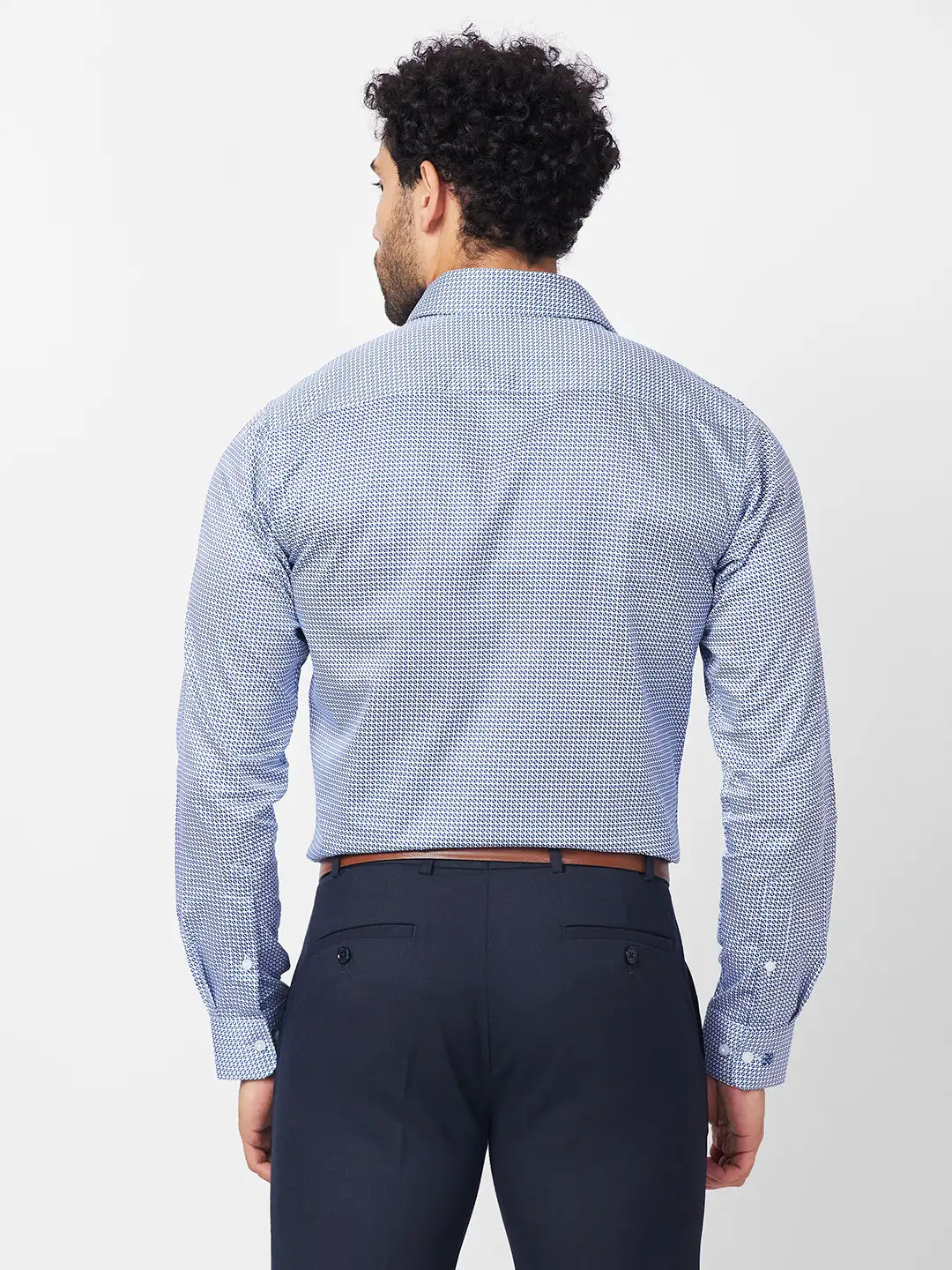 Raymond Men Blue Print Slim Fit Cotton Shirt