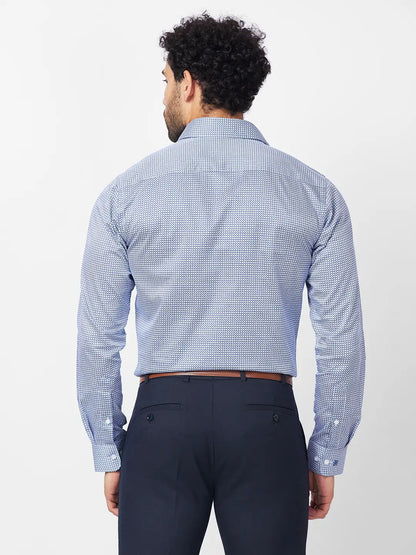 Raymond Men Blue Print Slim Fit Cotton Shirt