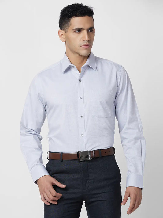 Raymond Men Grey Structure Regular Fit Cotton Shirt