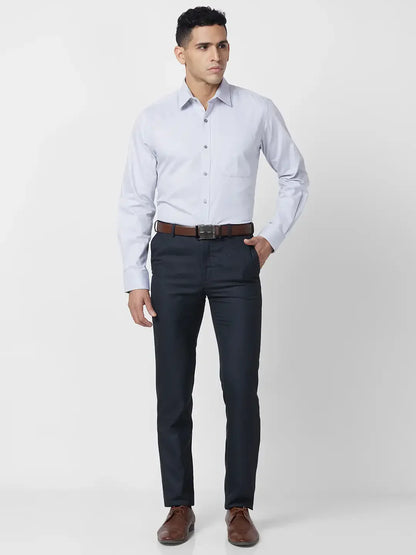 Raymond Men Grey Structure Regular Fit Cotton Shirt