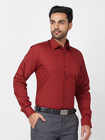 Raymond Men Red Slim Fit Solid Shirt