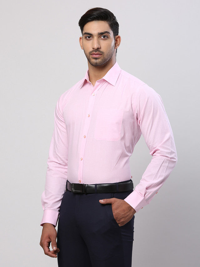 Raymond Men Pink Solid Slim Fit Cotton Formal Shirt