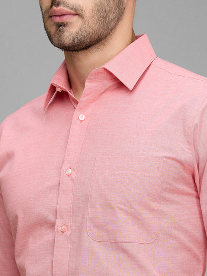 Raymond Men Pink Solid Cotton Formal Shirt