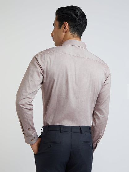 Raymond Brown Solid Slim Fit Full Sleeve Cotton Shirt