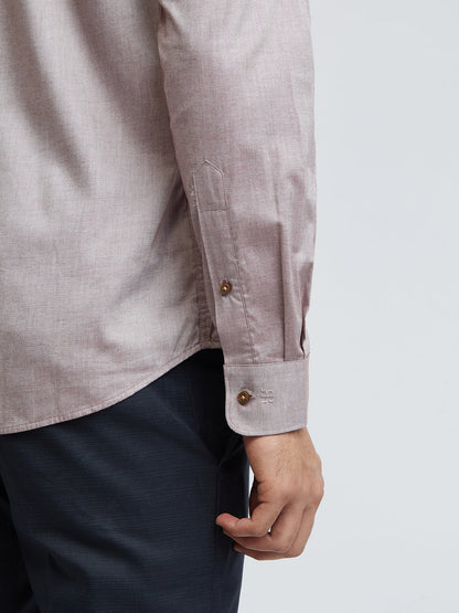 Raymond Brown Solid Slim Fit Full Sleeve Cotton Shirt