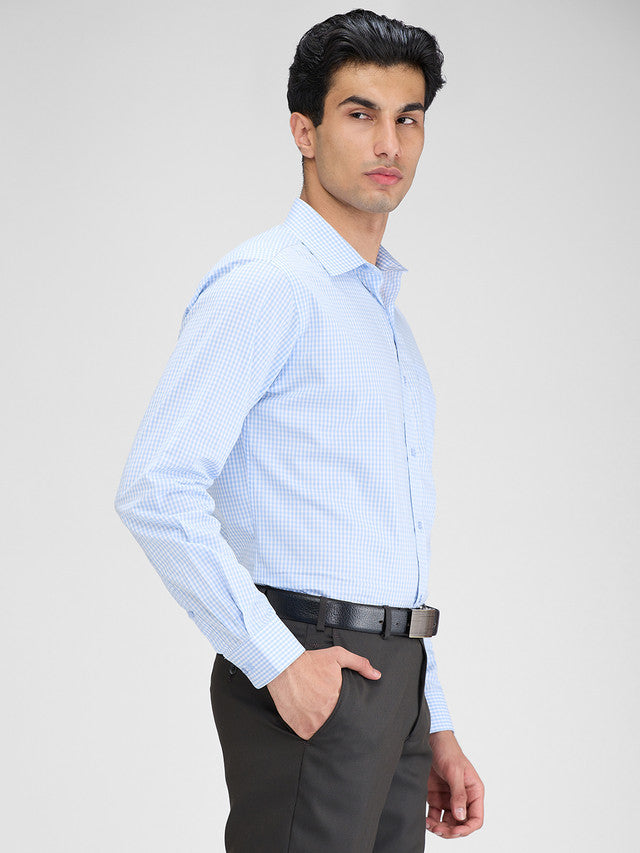 Raymond Blue Checks Slim Fit Full Sleeve Cotton Shirt