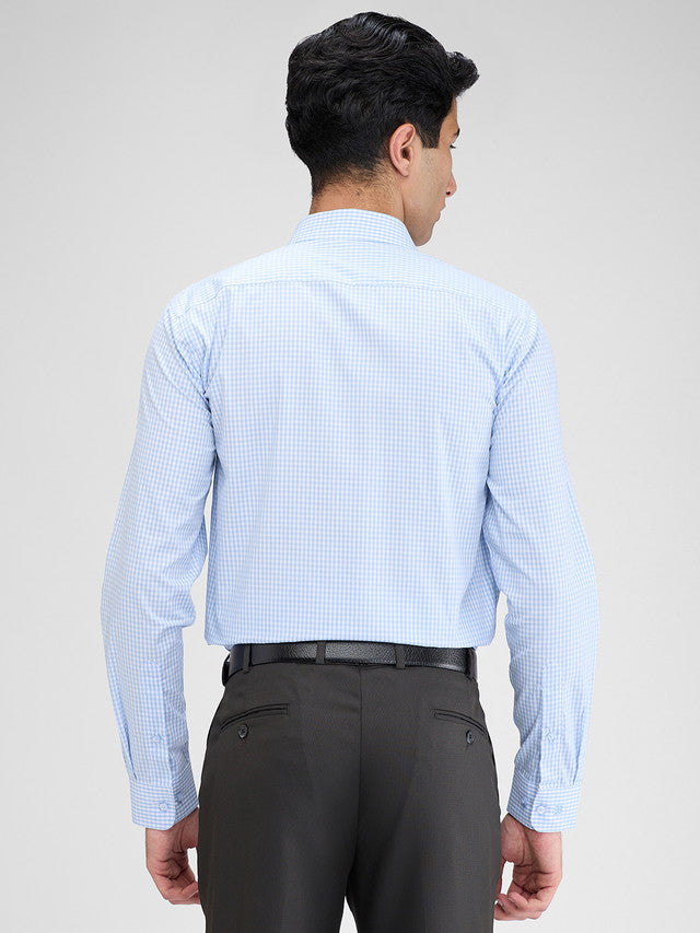Raymond Blue Checks Slim Fit Full Sleeve Cotton Shirt