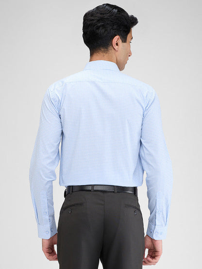 Raymond Blue Checks Slim Fit Full Sleeve Cotton Shirt