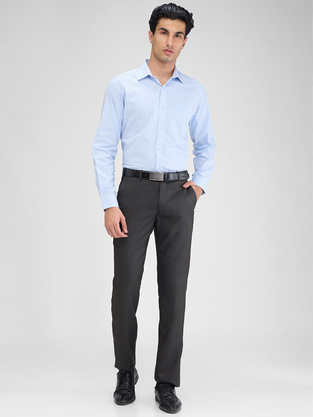 Raymond Blue Checks Slim Fit Full Sleeve Cotton Shirt