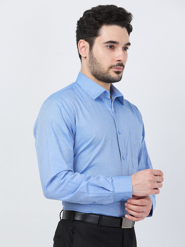 Raymond Men Blue Structure Slim Fit Cotton Shirt
