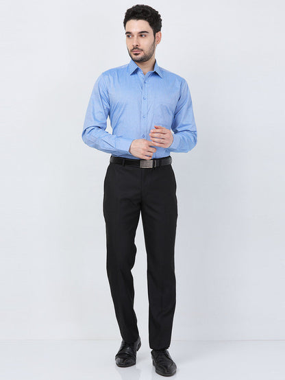 Raymond Men Blue Structure Slim Fit Cotton Shirt