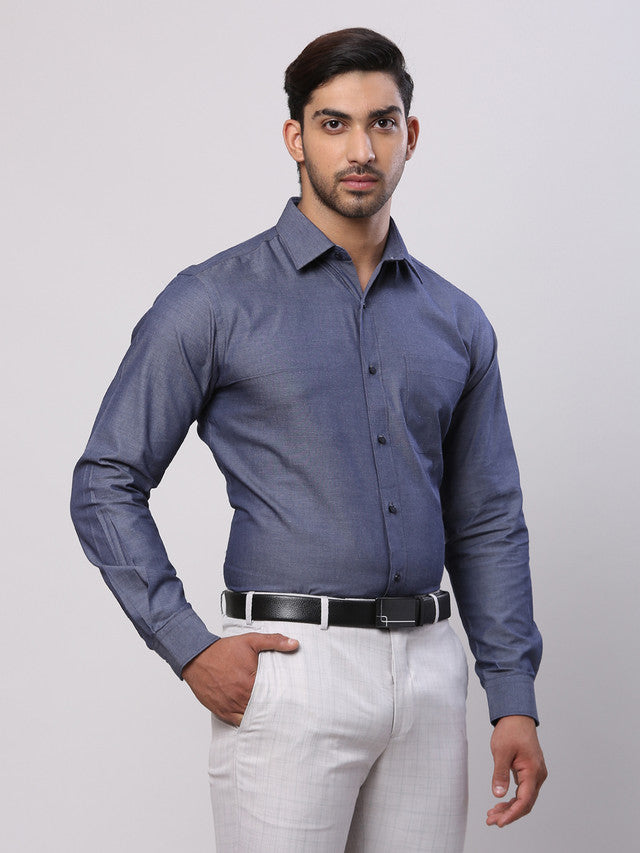 Raymond Grey Solid Slim Fit Cotton Formal Shirt