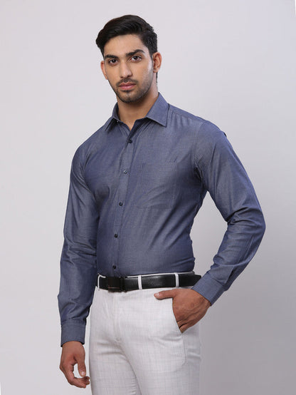 Raymond Grey Solid Slim Fit Cotton Formal Shirt